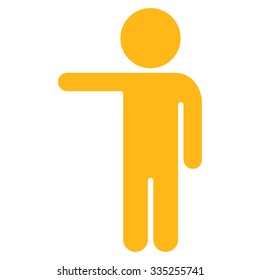Character Show vector icon. Style is flat symbol, yellow color, rounded angles, white background.
