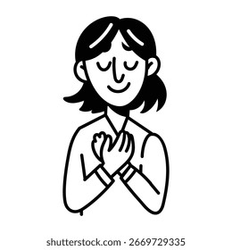 Un personaje que muestra calma a través de su expresión, doodle icono
