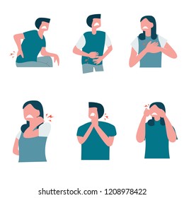 character showing various pain