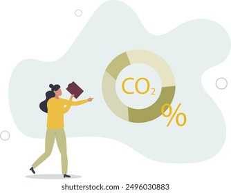 Character showing way to reduce CO2 emission through carbon tax, credit and eco investing. Low carbon and environmental responsibility concept.flat design.illustration with people.