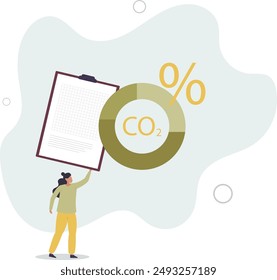 Character showing ways to reduce CO2 emission through carbon tax, credit and eco investing. Low carbon and environmental responsibility concept.flat design.illustration with people.