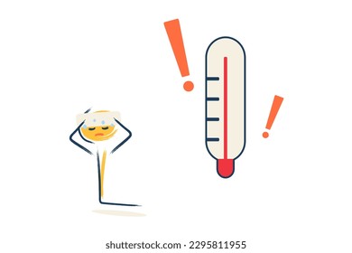 the character is sick, feels bad. High temperature and cold