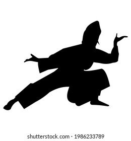 character silhouette with traditional Indonesian martial arts scene