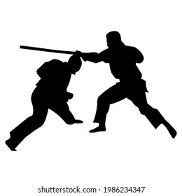 character silhouette with traditional Indonesian martial arts scene