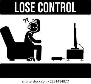 character sitting on the couch looking for the video game controller with the words lese control