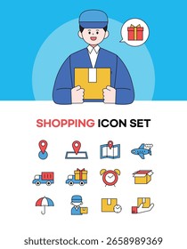 Conjunto de iconos de ilustración de situación de personaje
