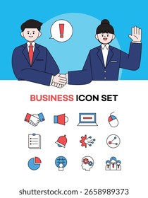 Character situation illustration icon set