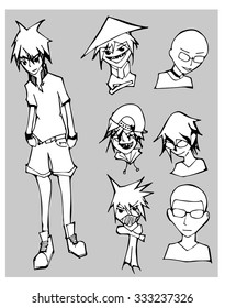 character. sketch drawing - vector illustration