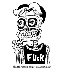 CHARACTER SKULL BOWIE DRAWING VECTOR