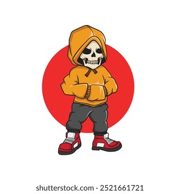 character Skull Wearing Hoodies Sticker