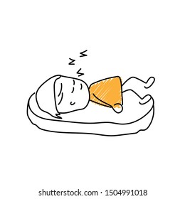 Character with sleep emoji. Editable line sleep character.