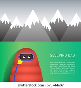The character is in a sleeping bag on the starry sky