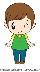 Character of a small child with feelings. A young child with expressions on his face. Smiling baby