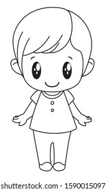 Character of a small child with feelings. A young child with expressions on his face. Smiling baby - coloring page