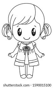 Character of a small child with feelings. A young child with expressions on his face. Smiling baby - coloring page