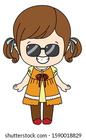 Character of a small child with feelings. A young child with expressions on his face. A child wearing glasses