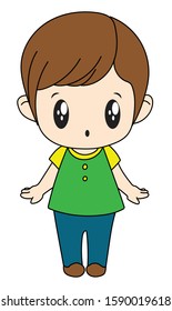 Character of a small child with feelings. A young child with expressions on his face. A surprised child