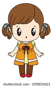 Character of a small child with feelings. A young child with expressions on his face. A surprised child