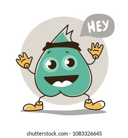 Character smiling leaf. Vector illustration.