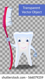 Character smiling tooth with a toothbrush 
