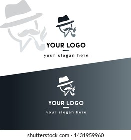 character smokes in a hat logo minimalism
