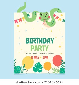 Character snake birthday invitation template