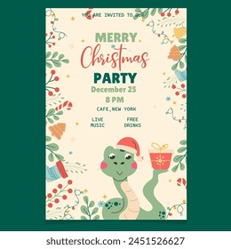 Character snake Christmas invitation party