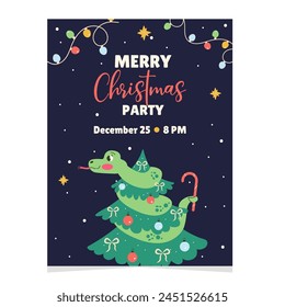 Character snake Christmas template invitation party