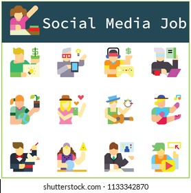 Character of Social Media  Jobs icon set vector art eps10