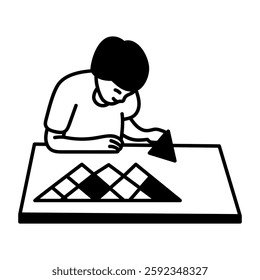 A character solving puzzle game, hand drawn icon 
