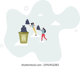 Character sorting the garbage. Plastic pollution problem concept.flat character life .