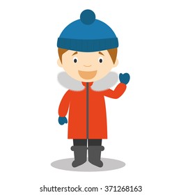 Character from South Pole, Arctic or Antarctica dressed in the traditional way Vector Illustration. Kids of the World Collection.