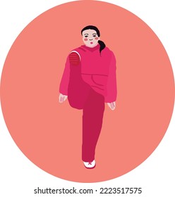 character sport training fitness body-positive vector illustration