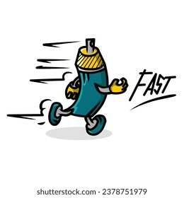 The character of the spray paint can is running. cute vector design