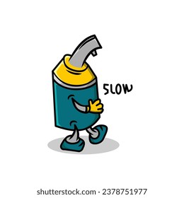 The character of spray paint cans is running slowly. cute vector design