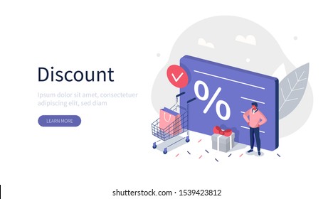 
Character Standing near Shopping Discount Voucher. Reward Gifts and Money. Cashback and Customer Loyalty Program Concept. Flat Isometric Vector Illustration. Flat Isometric Vector illustration.