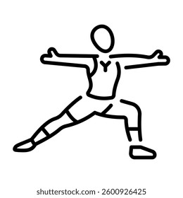 A character standing in a warrior pose, line style icon 