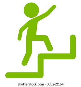 Character Steps Upstairs vector icon. Style is flat symbol, eco green color, rounded angles, white background.