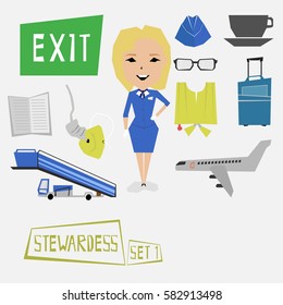 Character stewardess vector illustration.