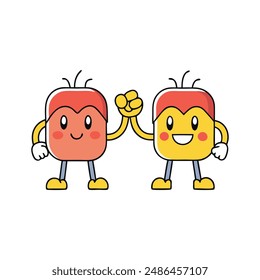 Character stickers with Fist bump from a comic book. Friendship Day concept, Vector illustrations