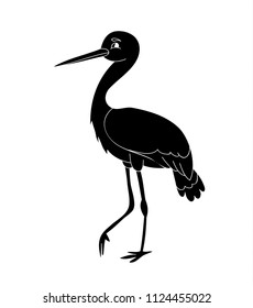 character stork stands, silhouette