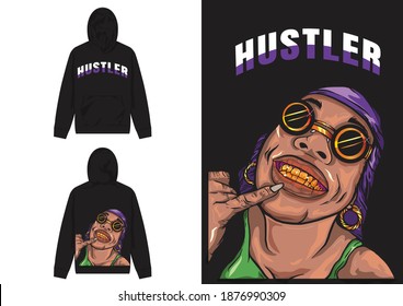 Character Streetwear Hoodie, Hustler, Illustration of A Gang