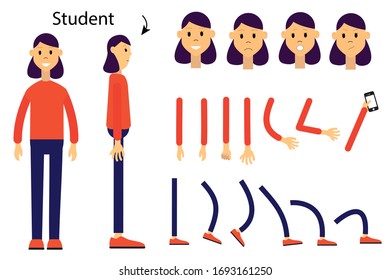 The character is a student. Character for animation. Set for your movement.