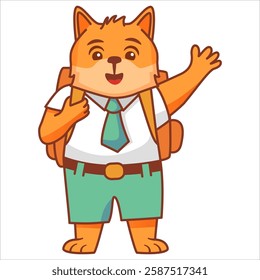 Character is a student dog.Student dog.A dog at school.Cute puppy back to school.Baby dog in a school uniform.