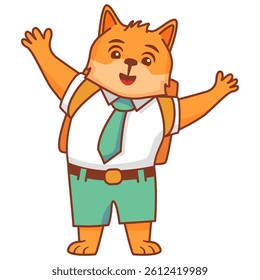 Character is a student dog.Student dog.A dog at school.Cute puppy back to school.Baby dog in a school uniform.