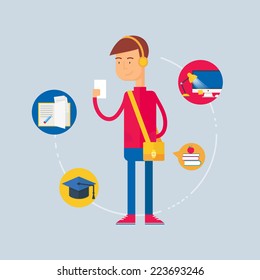 Character - student, education concept. Vector illustration, flat style 