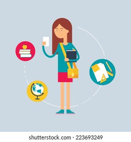 Character - student, education concept. Vector illustration, flat style 