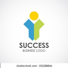 Character of success abstract vector and logo design or template people winner business icon of company identity symbol concept