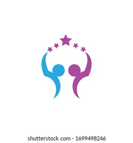 the character of success people and community logo  icon design 