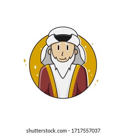 character sultan isolated in circle - avatar arab muslim use turban